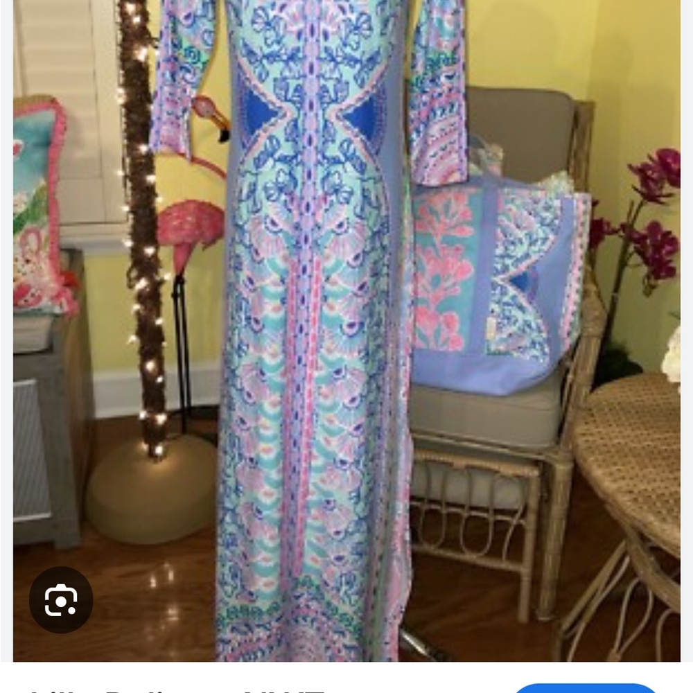 Lilly Pulitzer Vibrant Blue and Pink Long Sleeve Dress